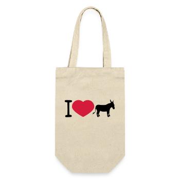 j'aime l'amour coeur âne cheval poney petit packelsel l - Sac à bouteille - nature - Devant