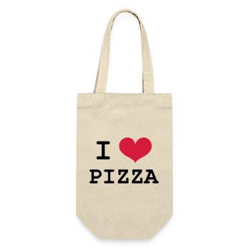 I Love Pizza - Geschenkbeutel für Flaschen - Natur - Vorne