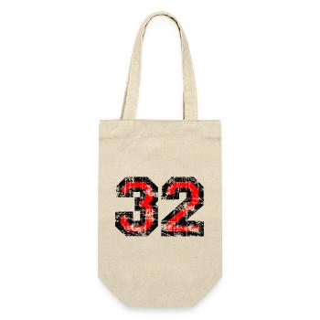 Zahl 32 (Vintage Rot 32. Geburtstag Nr. 32 - Geschenkbeutel für Flaschen - Natur - Vorne