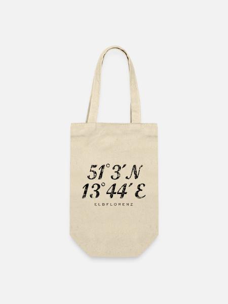 Dresden Koordinaten (Vintage/Schwarz) Elbflorenz - Geschenkbeutel für Flaschen - Natur