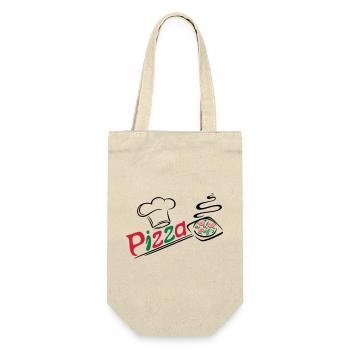 Pizza baker with cooking cap - Gift Bag for Bottles - nature - Front