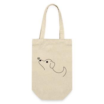 Hund - Geschenkbeutel für Flaschen - Natur - Vorne
