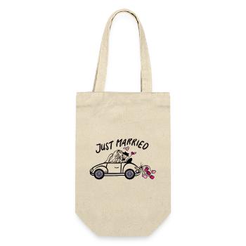 Wedding car in love with hearts - Gift Bag for Bottles - nature - Front