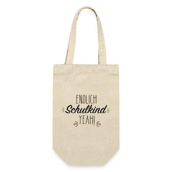 Endlich Schulkind yeah - Geschenkbeutel für Flaschen - Natur - Vorne