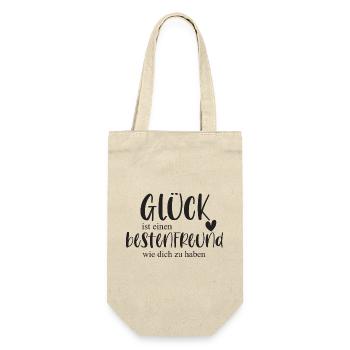 bester Freund Freundschaft Geschenk Glück - Geschenkbeutel für Flaschen - Natur - Vorne
