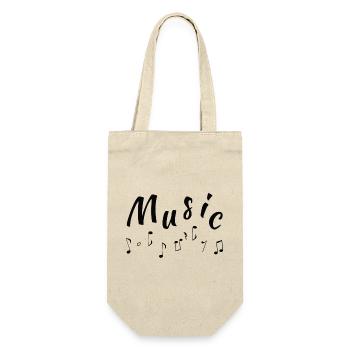 Schriftzug music, beste musiksprüche, musiker - Geschenkbeutel für Flaschen - Natur - Vorne