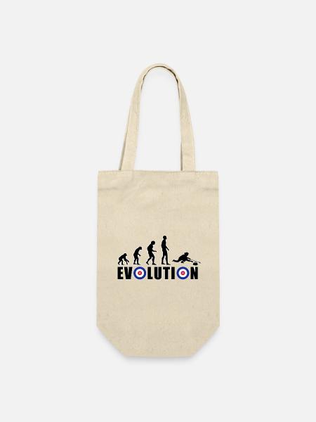 EVOLUTION CURLING Eisstockschießen Geschenk Winter - Geschenkbeutel für Flaschen - Natur
