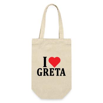 T-Shirt Ich liebe Greta T-Shirt Geschenkidee - Geschenkbeutel für Flaschen - Natur - Vorne