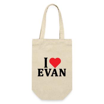 Ich liebe Evan T-Shirt Geschenkidee - Geschenkbeutel für Flaschen - Natur - Vorne