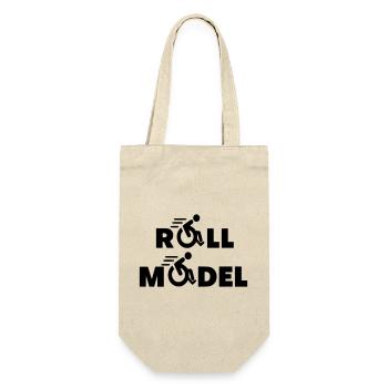 Jeder Rollstuhlfahrer ist ein Rollenmodell * - Geschenkbeutel für Flaschen - Natur - Vorne