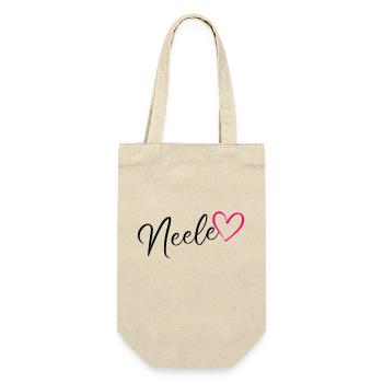 Neele Name Vorname Herz Pink - Geschenkbeutel für Flaschen - Natur - Vorne