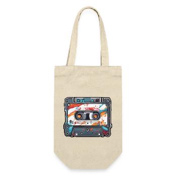 Cassette / Cassette / Bande de musique / Analogique / Rétro - Sac à bouteille - nature - Devant