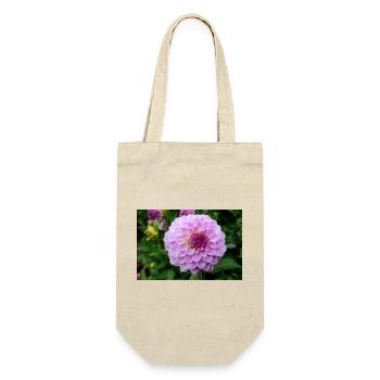 Dahlie pink rosa Blüte ,Blume - Geschenkbeutel für Flaschen - Natur - Vorne