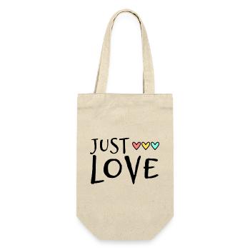 HERZ. HERZ. VALENTINSTAG. LIEBE. LIEBE. PAAR. - Geschenkbeutel für Flaschen - Natur - Vorne