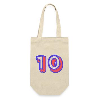 10. 10 JAHRE. 10-JÄHRIGES JUBILÄUM. 10-JÄHRIGES JUBILÄUM. - Geschenkbeutel für Flaschen - Natur - Vorne