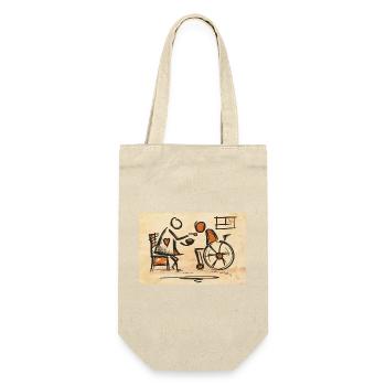 geriatric nurse, caregiver, caregiver, wheelchair - Gift Bag for Bottles - nature - Front