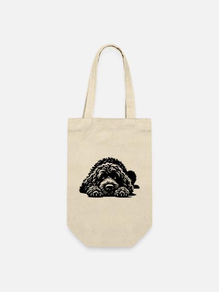 Spanischer Wasserhund - Geschenkbeutel für Flaschen - Natur