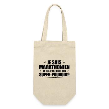Ich bin ein Marathonläufer. Was ist deine Superkraft? - Geschenkbeutel für Flaschen - Natur - Vorne