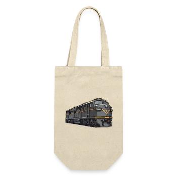 Klassische Diesellok - Retro Eisenbahn Kunstwerk - Geschenkbeutel für Flaschen - Natur - Vorne