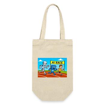 KI Rennen Laufen Cartoon Design - Geschenkbeutel für Flaschen - Natur - Vorne