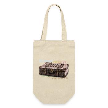 Vintage Koffer mit Reisewortschatz - Geschenkbeutel für Flaschen - Natur - Vorne