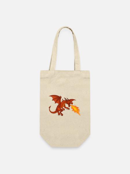 Feuer speiender Drache - Illustration - Geschenkbeutel für Flaschen - Natur