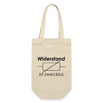 Unispruch "Widerstand ist zwecklos" Studenten - Geschenkbeutel für Flaschen - Natur - Vorne