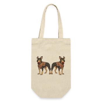 Dobermann Hund Halloween Team Lustig - Geschenkbeutel für Flaschen - Natur - Vorne