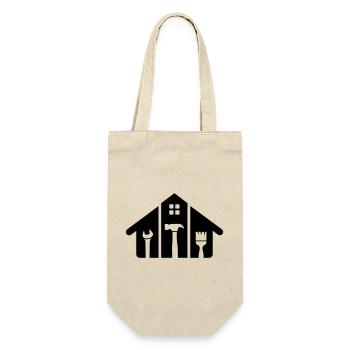 Haus & Handwerk – Hammer Pinsel Werkzeug - Geschenkbeutel für Flaschen - Natur - Vorne