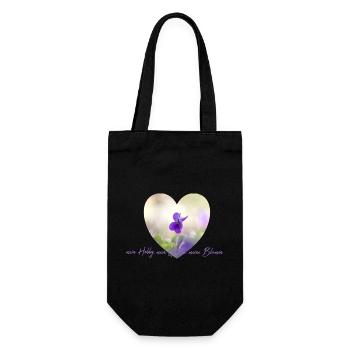 Fleur coeur violettes en pastel lumière jardin fleurs - Sac à bouteille - noir - Devant