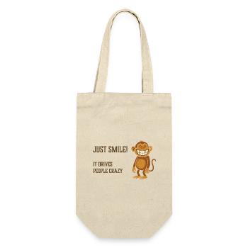 Just smile! It drives people crazy. Affe grinsend - Geschenkbeutel für Flaschen - Natur - Vorne