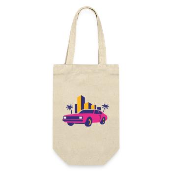 Retro Neon Skyline Limousine - Gift Bag for Bottles - nature - Front