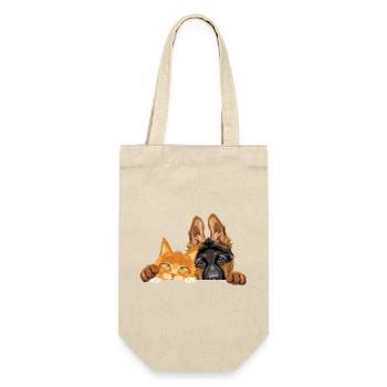Petit chiot Berger allemand mignon et chat Maine Coon - Sac à bouteille - nature - Devant