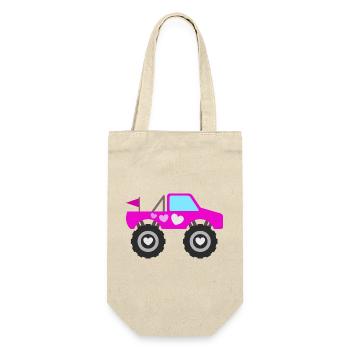 Pinker Monstertruck - Geschenkbeutel für Flaschen - Natur - Vorne