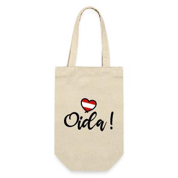 Oida! Österreich Herz I love Austria Dialekt  - Geschenkbeutel für Flaschen - Natur - Vorne