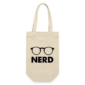 Brille Nerd - Geschenkbeutel für Flaschen - Natur - Vorne
