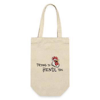 Trying to hendl this – Lustiger Hendl Spruch - Geschenkbeutel für Flaschen - Natur - Vorne