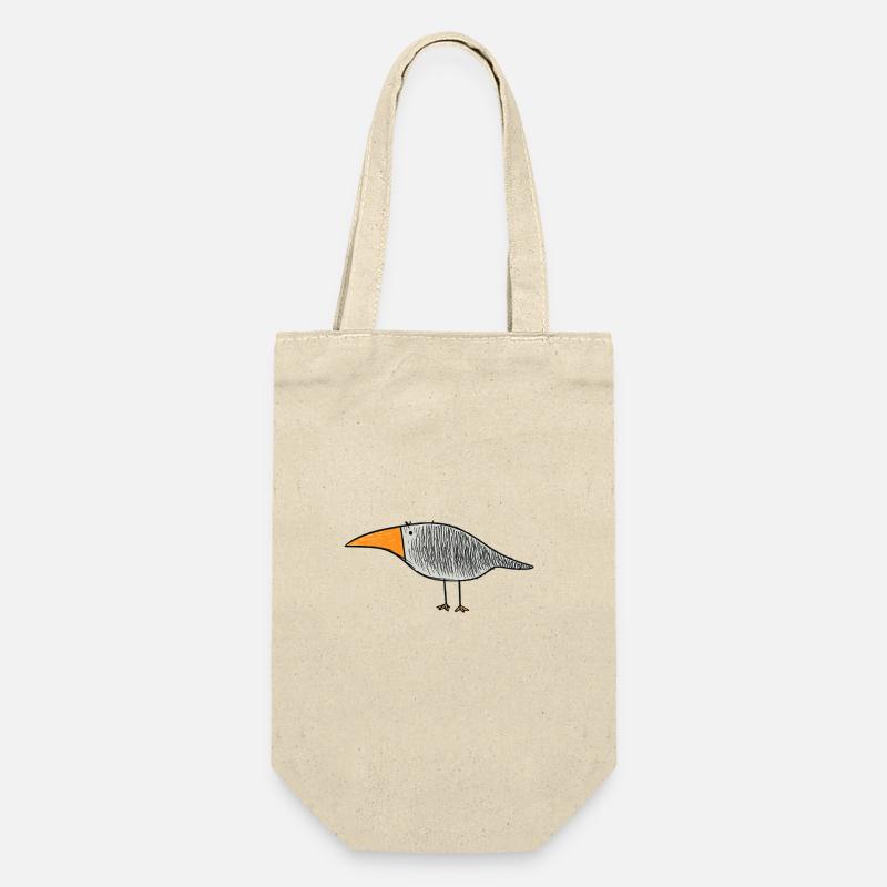 Vogel mit orangem Schnabel - Geschenkbeutel für Flaschen - Natur
