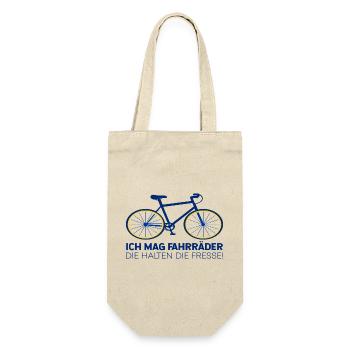 Ich mag Fahrräder die alten die Fresse - Geschenkbeutel für Flaschen - Natur - Vorne