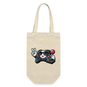 Kawaii-Spielcontroller-Friedenszeichen - Geschenkbeutel für Flaschen - Natur - Vorne