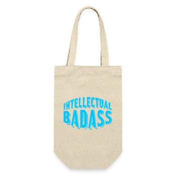 Intellectual Badass Blue Retro Typography Art - Geschenkbeutel für Flaschen - Natur - Vorne