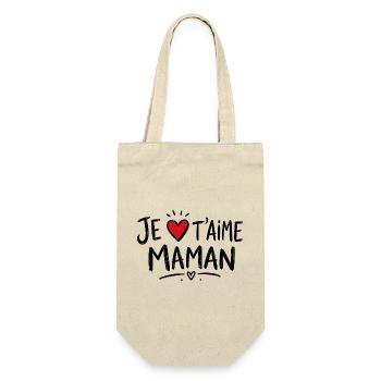 Je t'aime Maman avec Cœur Rouge - Sac à bouteille - nature - Devant