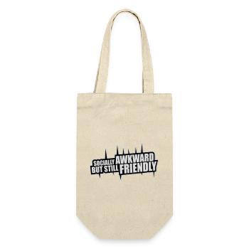 Socially Awkward But Still Friendly Lustig Spruch - Geschenkbeutel für Flaschen - Natur - Vorne