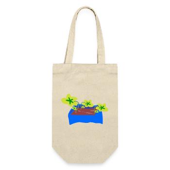 Blauer Pflanzentopf mit Kleeblättern - Geschenkbeutel für Flaschen - Natur - Vorne