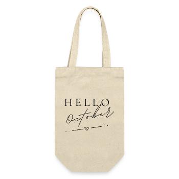 Hello October | Minimal Autumn Design - Gift Bag for Bottles - nature - Front