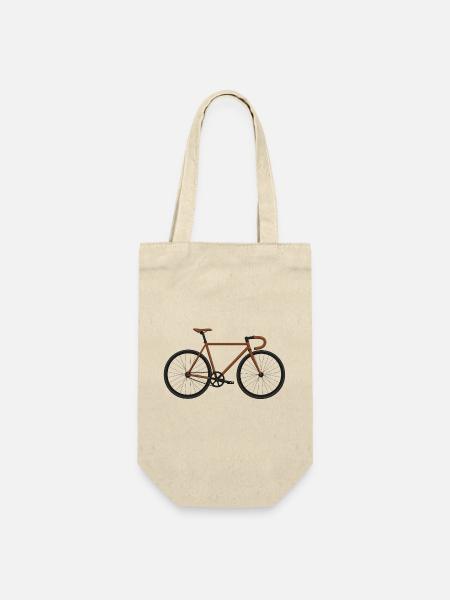 Fixie Bike braun - Geschenkbeutel für Flaschen - Natur