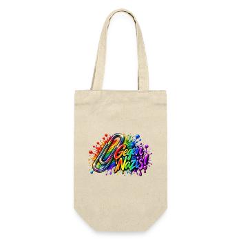 Gegen Nazis Regenbogen  Briefklammer Büroklammer - Geschenkbeutel für Flaschen - Natur - Vorne