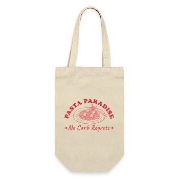 Pasta Paradise Retro Spaghtetti mit Hackbällchen - Geschenkbeutel für Flaschen - Natur - Vorne