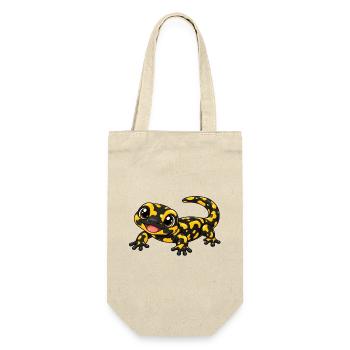 Salamander Kawaii Style – Süßes Amphibienmotiv - Geschenkbeutel für Flaschen - Natur - Vorne