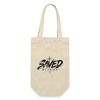 Saved by Grace Modernes Christliches Kreuz Design - Geschenkbeutel für Flaschen - Natur - Vorne